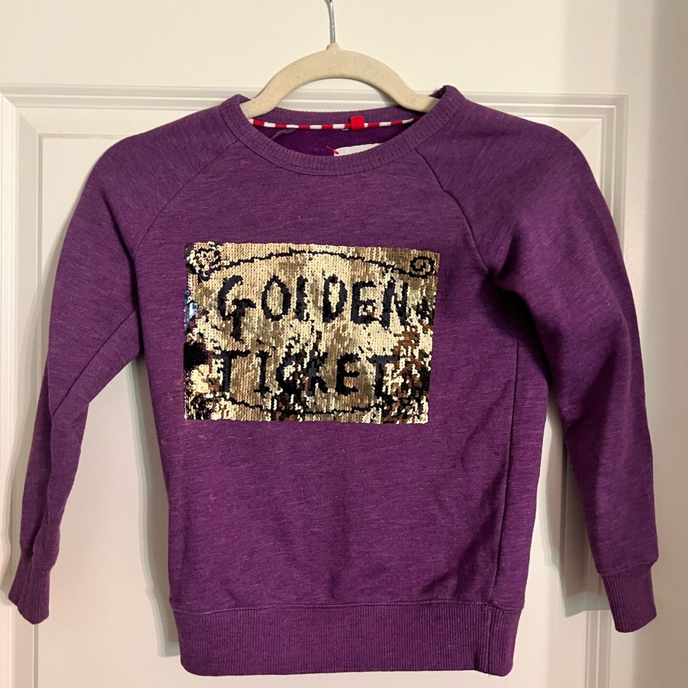 Mini Boden Willy Wonka Golden Ticket sweatshirt size 5/6. (Size 4T)